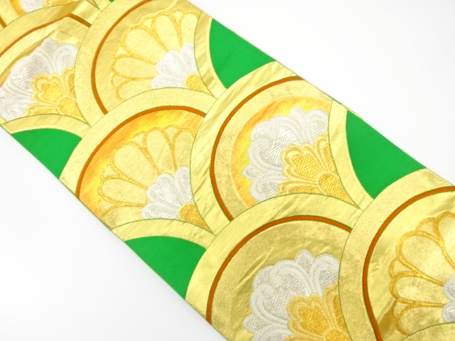 JAPANESE KIMONO / ANTIQUE FUKURO OBI / SILK / WOVEN SEIGAIHA